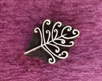 Hand Carved Leaf Wood Block Stamp: Pottery, Textile, Soap Making