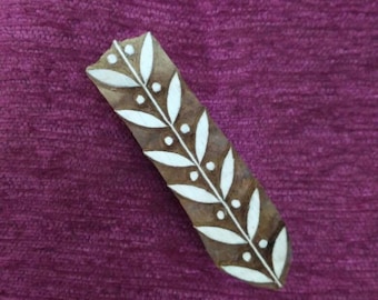 Hand Carved Wooden Textile Stamp, Pottery Block Print (4 x 1 inch)