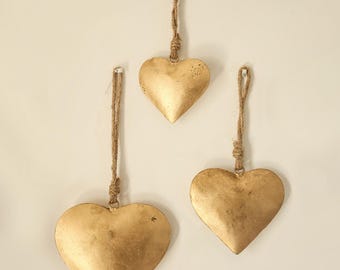 Hartvormige muurdecoratie set van 3, ijzeren bellen, Memorial Day-cadeaus, buitendecoratie