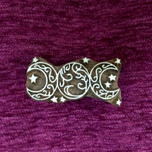 Celtic Triple moon, pagan wiccan symbol carved wooden stamp, pottery stamp, textile stamps, indian wooden printing block, tjaps