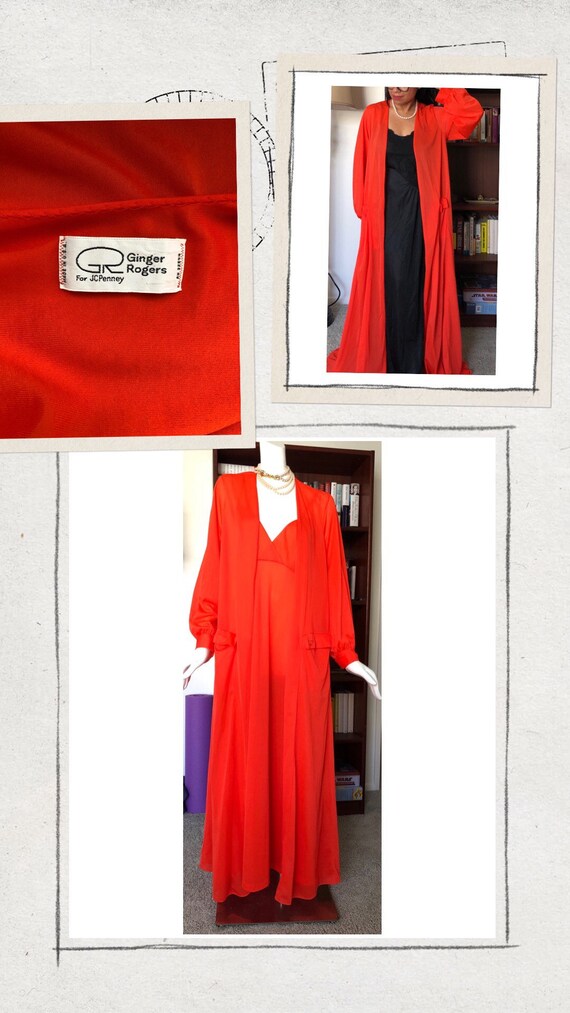 Vintage Orange Ginger Rogers Lingerie Peignoir Set