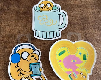 Yellow Dog Headphones/Cup -Fan Art, Aesthetic Dog Adventure Cartoon Sticker, Decals, Vinyl for Water bottles/Laptops (Water Resistant)