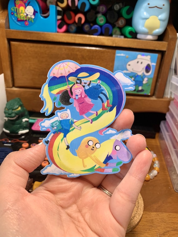 Adventure Friends -Fan Art, Aesthetic Dog Adventure Cartoon Sticker, Decals, Vinyl for Water bottles/Laptops (Water Resistant)