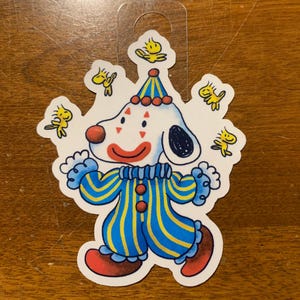 Dog Clown -Fan Art, Aesthetic Dog  Cartoon Sticker, Decals, Vinyl for Water bottles/Laptops (Water Resistant)