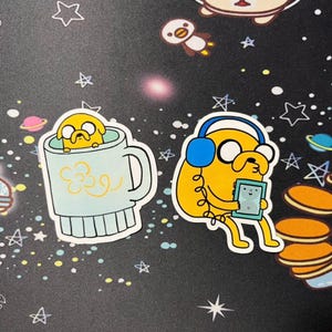Yellow Dog Headphones/Cup -Fan Art, Aesthetic Dog Adventure Cartoon Sticker, Decals, Vinyl for Water bottles/Laptops (Water Resistant)