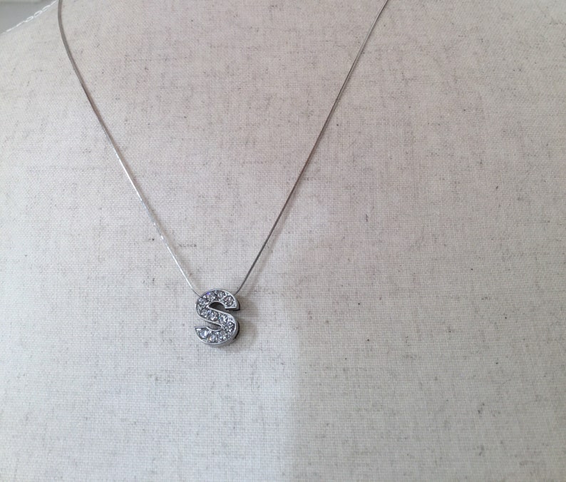 Sterling silver 925 With bright letter pendant 12 inch. necklace chain 18 inch 45cm Italy silver snake chain