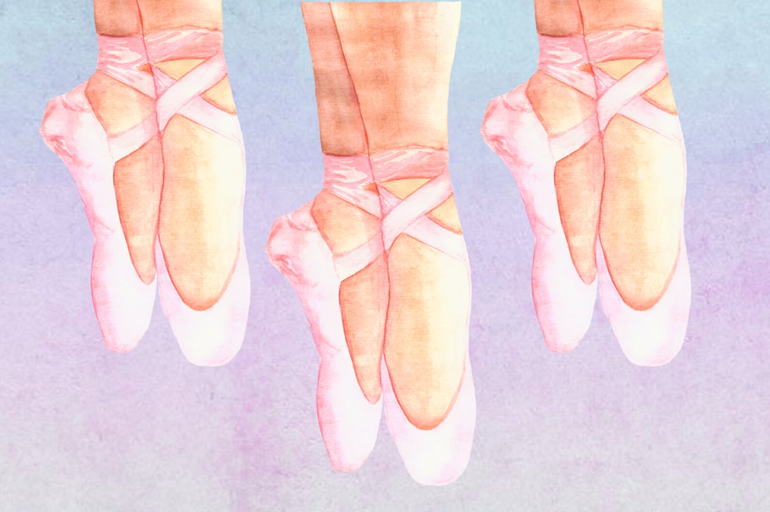 watercolor ballet shoes - clip art - print