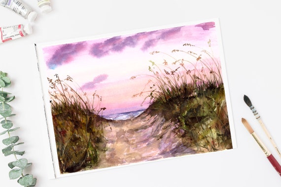 Ein Weg Zum Strand Aquarell Druck Etsy