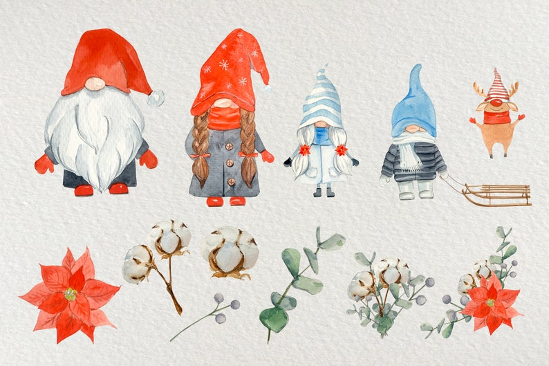 Download Gnome Family Watercolor Clip Art Set | Etsy