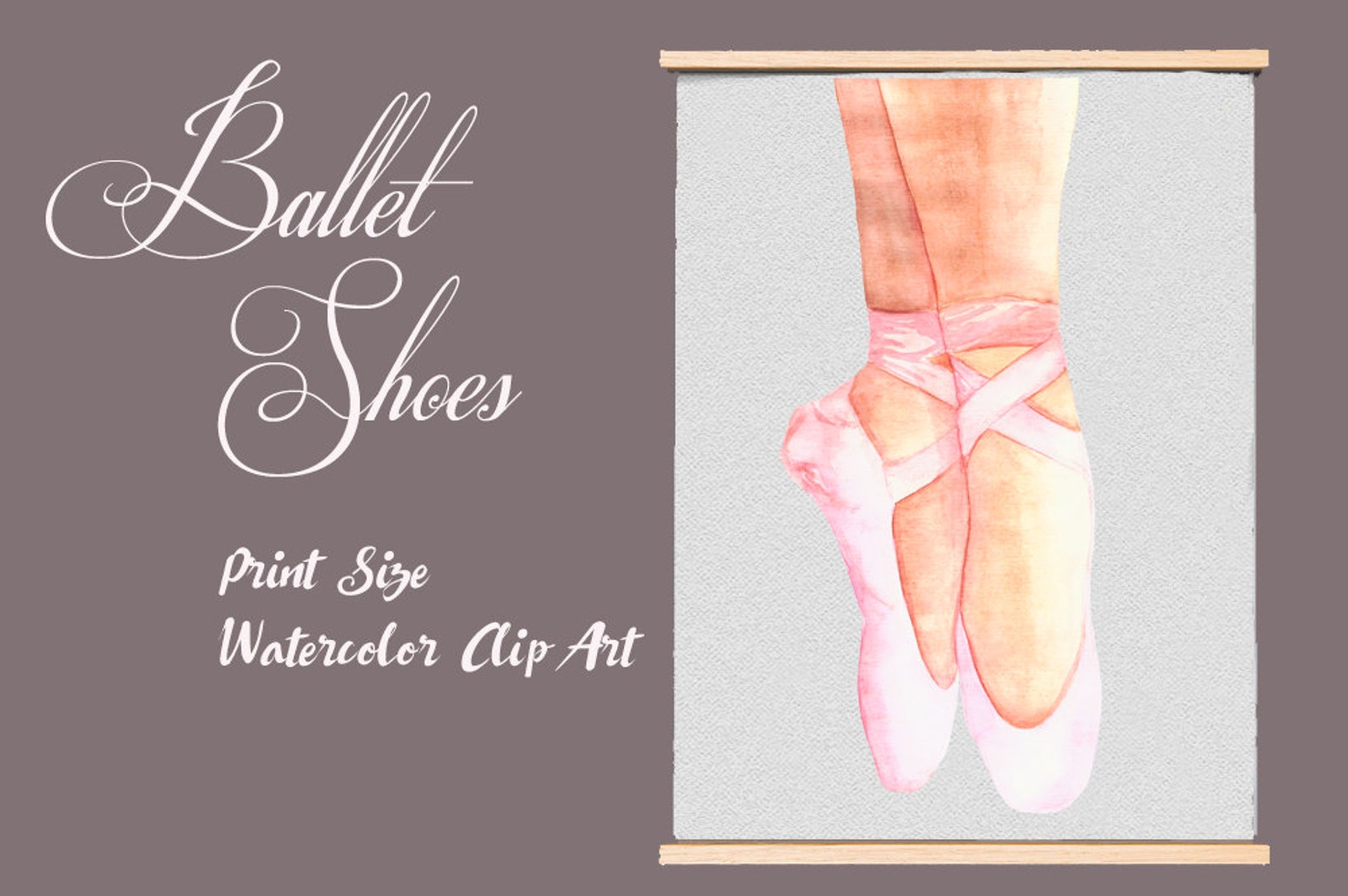 watercolor ballet shoes - clip art - print