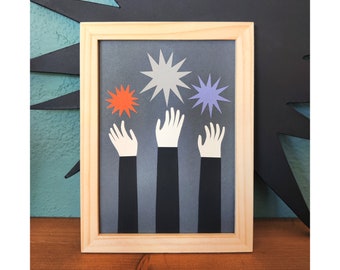 touch the stars - Cut-out paper illustration