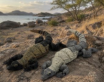 Gelenkiger 3D gedruckter Komodowaran, 12-Zoll-Flexi-Eidechse, großes realistisches Reptilienspielzeug, Sammlergeschenk, Schreibtischbegleiter