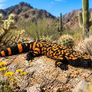 Monstre de Gila articulé imprimé en 3D - Jouet reptile flexible - Lézard du désert réaliste - Jouet anti-stress - 25 cm