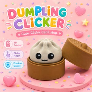3D gedruckter Knödel Clicker Fidget Spielzeug | Kawaii Dim Sum Spielzeug | Niedliches Schreibtischspielzeug | Sensory Clicker | Foodie Geschenk | Stressabbau