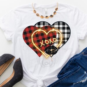 XOXO Feuerwerk Herzen PNG - Valentinstag - Buffalo Plaid - Sublimation Design Download - DTG Druck - 2021 Clipart