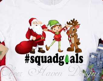 Squad Goals Santa Rudolph Elf Christmas lights PNG INSTANT digital download sublimation