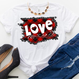 Valentinstag - Liebe PNG - Buffalo Plaid - Sublimation Design Download - DTG Druck - 2021 Clipart