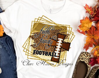 Faith Family Football Fall Leopard Cheetah Thanksgiving metallic gold png INSTANT digital download jpg sublimation