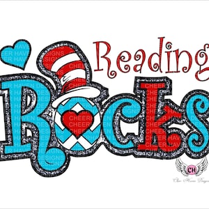 Read - Cat In the Hat -  Reading Rocks -  Design download - PNG - JPG - printing - clipart
