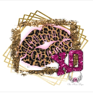 XO Leopard Lips  - Valentine&#39;s day - PNG - Sublimation design download - DTG printing - Vinyl -  clipart