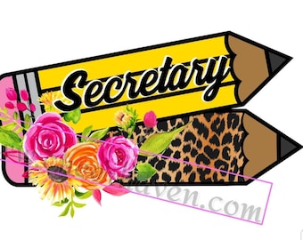 Secretary Leopard Floral Pencil Back to school *  Digital download - PNG