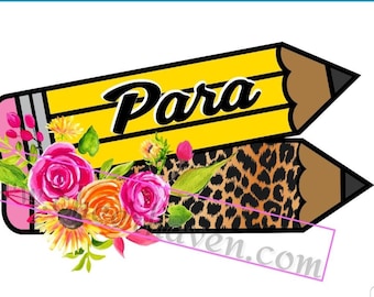 Para professional Leopard Floral Pencil Back to school *  Digital download - PNG