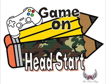 Game On Camouflage ołówek Powrót do szkoły Camo Boy Girl * Pobieranie cyfrowe - PNG Head Start