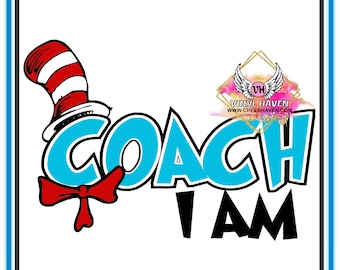 Read - Cat In the Hat -  Coach I am -  Design download - PNG - printing - clipart