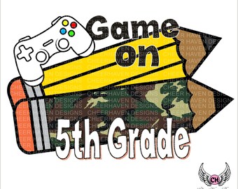 Game On Camouflage pencil Back to School Camo Boy Girl *  Digital download - PNG 5th Grade