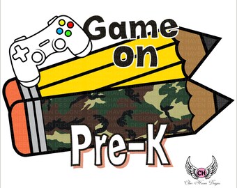 Game On Camouflage pencil Back to School Camo Boy Girl *  Digital download - PNG Pre-K Kinder