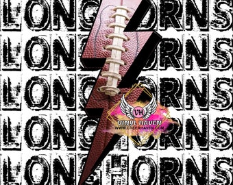 Lightning Bolt Distressed LONGHORNS game Football Team Spirit Design PNG Instant digital download jpg sublimation