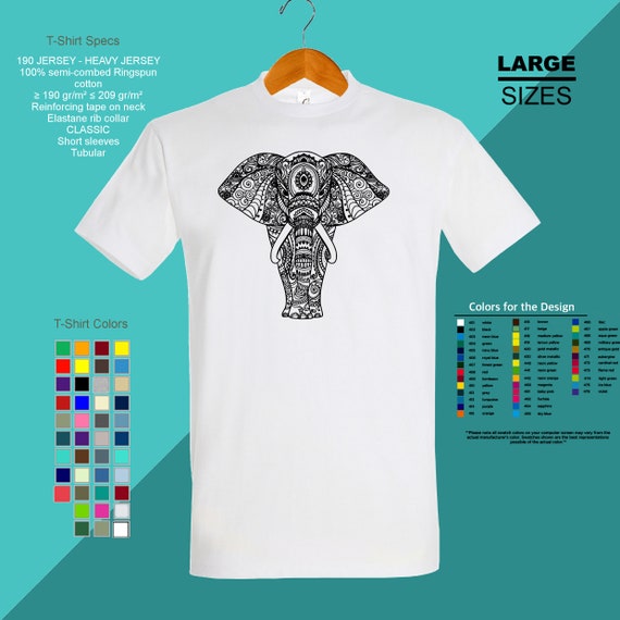 Men Short Tribal Elephant Ethnic Indian Animal Short Sleeve Tee Men