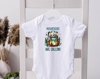 Mountains Are Calling, Hiking Baby, Hiking Buddy, Hiking Romper, Hiking Outfit, Mountains Bodysuit, Nature Baby, Outdoors Baby, Camping Baby
