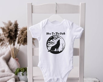 New To The Pack, Wolf Pack, Baby Wolf, Wolf Romper, Wolf Bodysuit, Wolf Baby Clothing, Wolf Pack Shirt, Wolf Pack Family, Baby Announcement