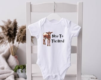 New To The Herd, Calf Bodysuit, Cow Baby Romper, Rustic Farm Bodysuit,  Farm Animal Top, Country Baby, Farm Nursery, Baby Shower Gift