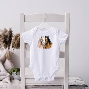 Horse Romper, Baby Horse Shirt, Farm Animal Outfit, Unisex Horse Bodysuit, Farm Baby Clothing, Farm Baby, Horse Gift, Brumby Shirt, Pony Top