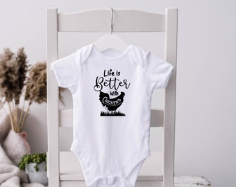 Macacão de galinha, Camiseta "Eu amo galinhas", Camiseta de galinha, Novo no galinheiro, Criador de galinhas, Presente para quem gosta de galinhas, Bebê da fazenda, Bebê do campo, Body de fazenda