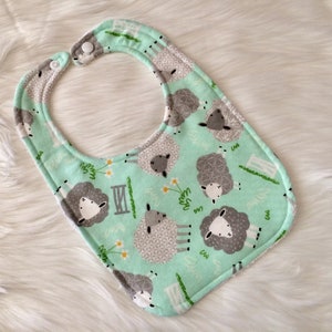 Baby Bib, Sheep Baby Bib, Farm Yard Sheep, traditional Baby Bibs, Flannel Bibs, Dribble Bibs, Baby Shower, Feeding Time, New Baby,Modern Bub
