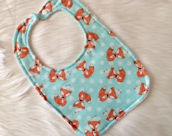 Tribal Fox Bib, Woodland Fox, Baby Bib, Flannel Bib, Baby Shower Gift, Orange Fox, Dribble Bib, Drool Cloth, Feeding Time, New Baby, New Mum