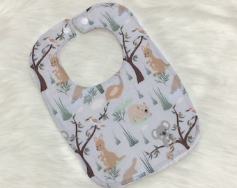 Baby Bib, Koala Bib, Platypus Bib, Wombat Bib, Kangaroo Bib, Emu Bib, Kookaburra Bib, Aussie Baby Bib, Australian Bush Bib, Australian Bib