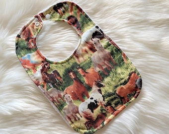 Mustang Bib, Brumby Bib, Horses Bib, Wild Horses Bib, Baby Bib, Cowboy Bib, Cowgirl Bib, Western Horse Bib, Pony Baby Bib, Baby Shower Gift