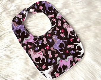 Horse Bib, Pony Bib, Mustang Bib, Brumby Bib, Wild Horses Bib, Baby Bib, Cowboy Bib, Cowgirl Bib, Western Horse Bib, Pony Baby Bib