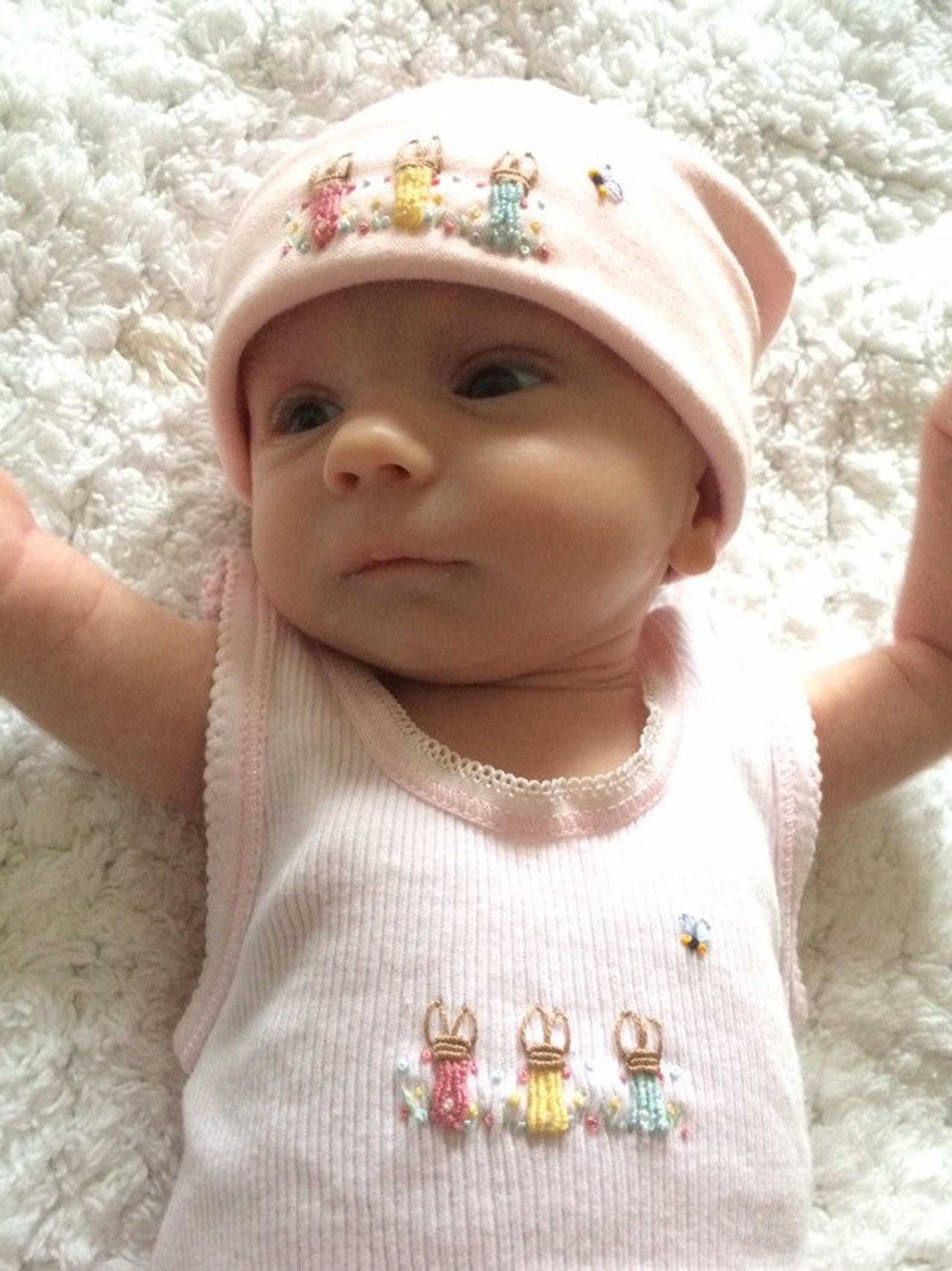 Embroidered Pink Bunny Rabbit Baby Singlet - Etsy Australia