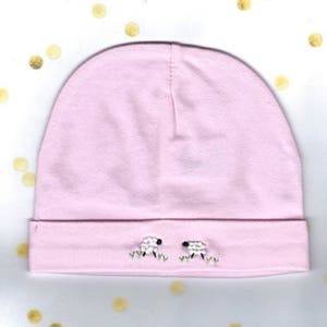 Baby Girl Gift, Pink Singlet, Pink Beanie, Embroidered Baby Set, Baby Girl Coming Home Outfit, Baby Tank Top, Newborn girl, Girl Set, Tops image 3