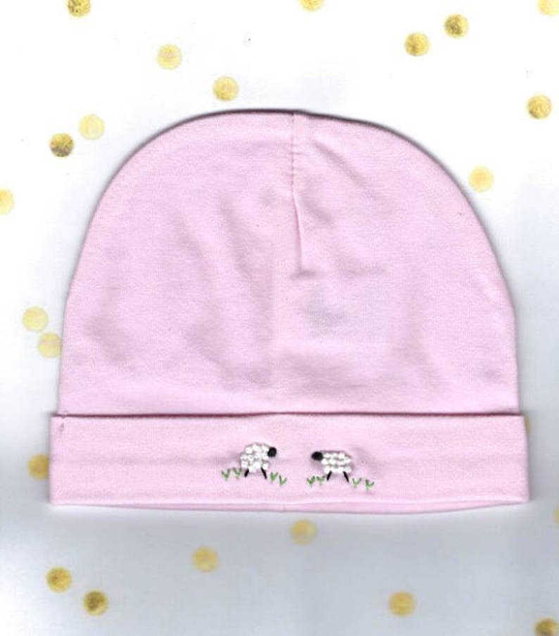 Baby Girl Gift, Pink Singlet, Pink Beanie, Embroidered Baby Set, Baby Girl Coming Home Outfit, Baby Tank Top, Newborn girl, Girl Set, Tops image 3