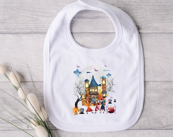 Impreza halloweenowa, śliniaczek na Halloween, Cukierek albo psikus, śliniaczek dla niemowląt, śliniaczek czarownic, dziecko na Halloween, klimat Halloween, rodzina na Halloween, prezent na Halloween