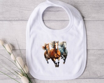 Wild Horse Bib, Horse Bib, Baby Bib, Farm Bib, Brumby Bib, Country Bib, Running Horses, Equestrian Apparel, Western Bib, Cowboy Bib