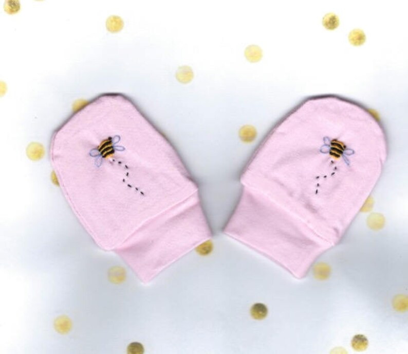 Baby Mittens Hospital Mittens Embroidered Mittens Pink Etsy
