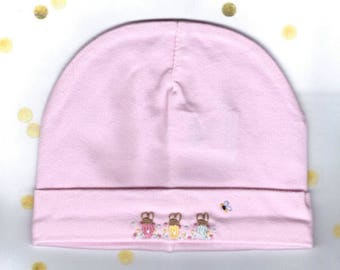 Baby Beanie, Pink Baby Beanie, Newborn Beanie, Hospital Hat, Baby Shower Gift. Baby Rabbit Hat, Baby Girl Clothing, Baby Hat, Infant Hat