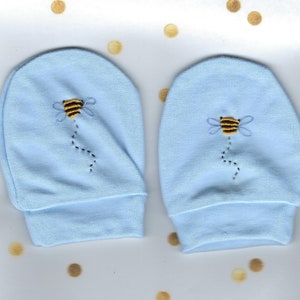 Hospital Mittens, Baby Mittens, Newborn Mittens, Boy Gloves, No Scratch Mittens, Blue Mittens, Embroidered Mittens, Baby Accessories, Mitts